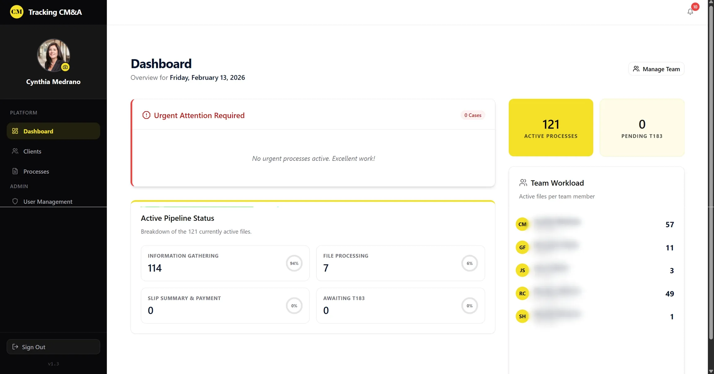 Cynthia Clients & Process - Next.js, Supabase, Tailwind, CRM Project